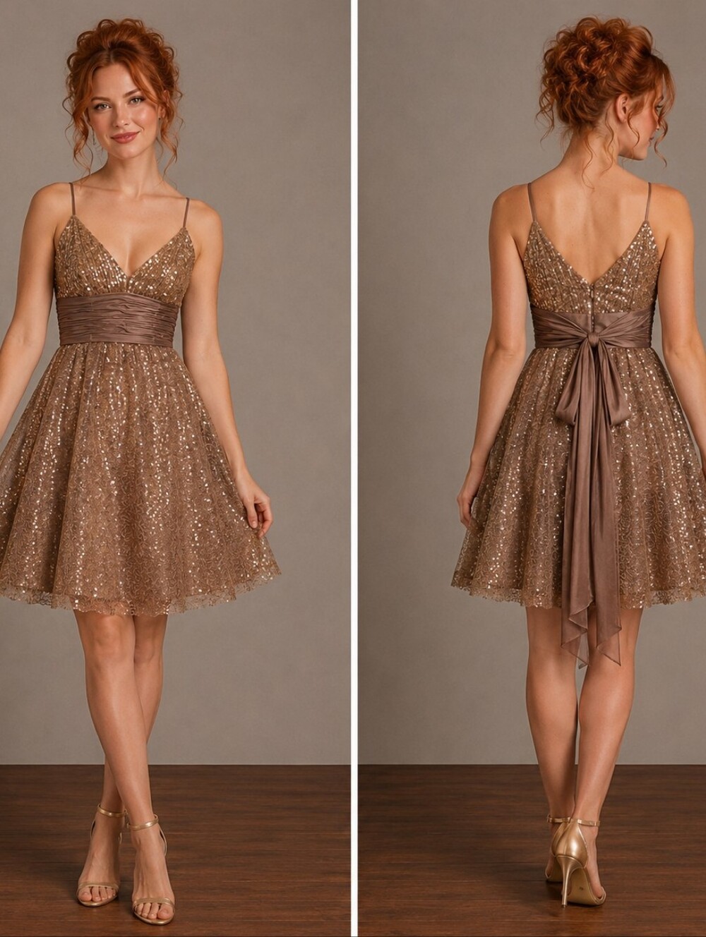 Cinderella Gold and Brown Sequin‎ Dress Label